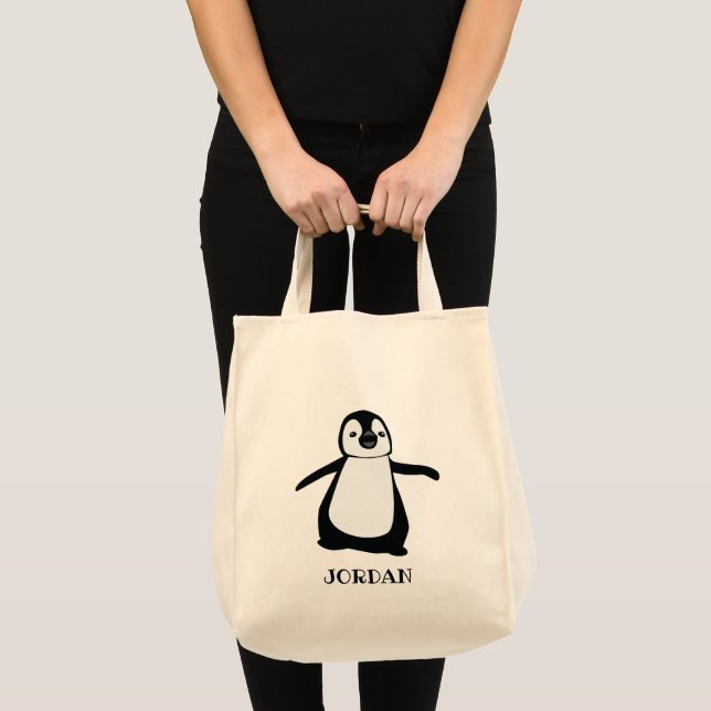 Bolsa Tote Pinguim-branco-preto-branco-branco personalizado (Frente (produto))