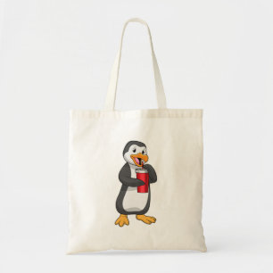Bolsa Tote Pinguim com Bebendo com palha