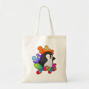 Bolsa Tote Pinguim como Patinador com skate