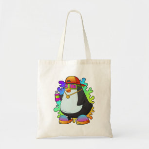 Bolsa Tote Pinguim como Pintor com Spray