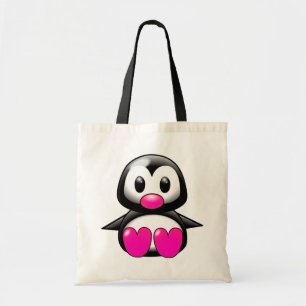 Bolsa Tote Pinguim cor-de-rosa bonito