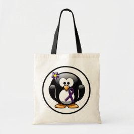 Bolsa Tote Pinguim da Faixa de Sensibilização Roxo