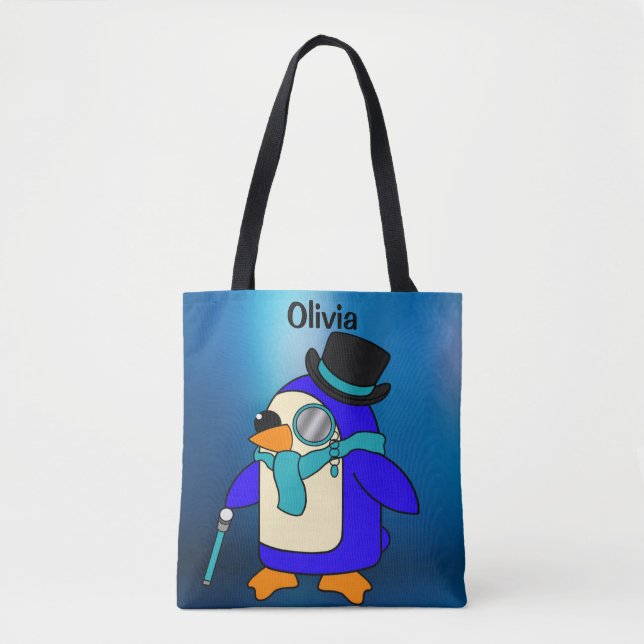 Bolsa Tote Pinguim-de-cartoon bonito, um saco de toalhas cong (Frente)
