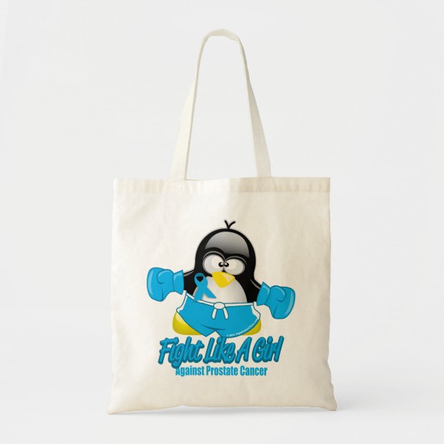 Bolsa Tote Pinguim de combate do cancro da próstata (Frente)