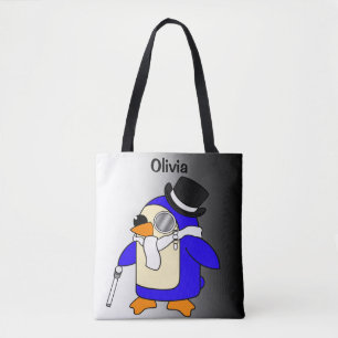 Bolsa Tote Pinguim de desenho animado, preto e branco