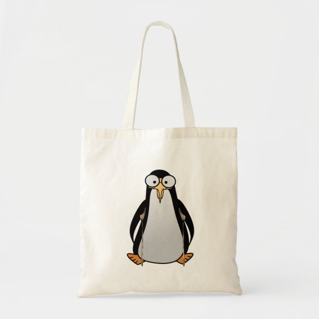 Bolsa Tote Pinguim de desenho em muletas. (Frente)