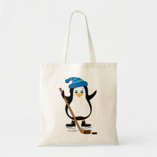Bolsa Tote Pinguim de hóquei bonito com palito de hóquei