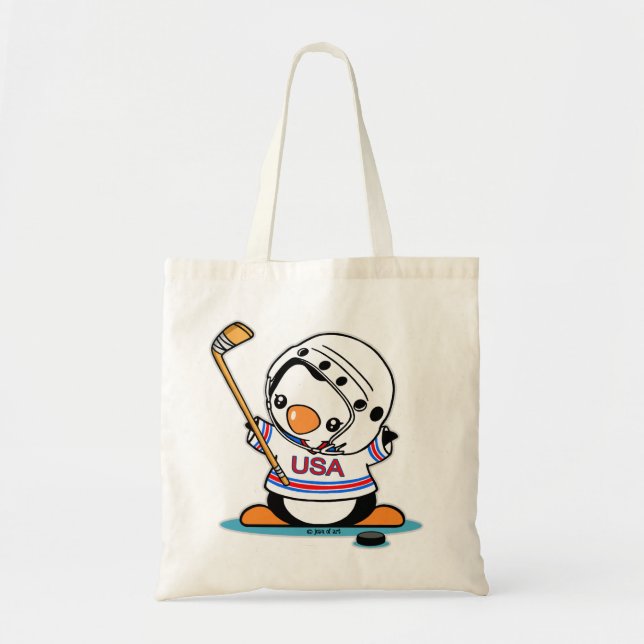 Bolsa Tote Pinguim do hóquei em gelo (Frente)