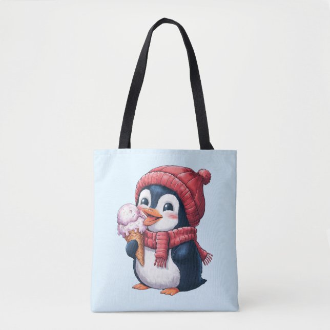 Bolsa Tote Pinguim e Sorvete (Frente)