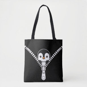Bolsa Tote Pinguim Engraçado Espiando