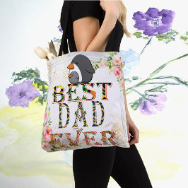 Bolsa Tote Pinguim Floral do Melhor Dia de os pais do Pai