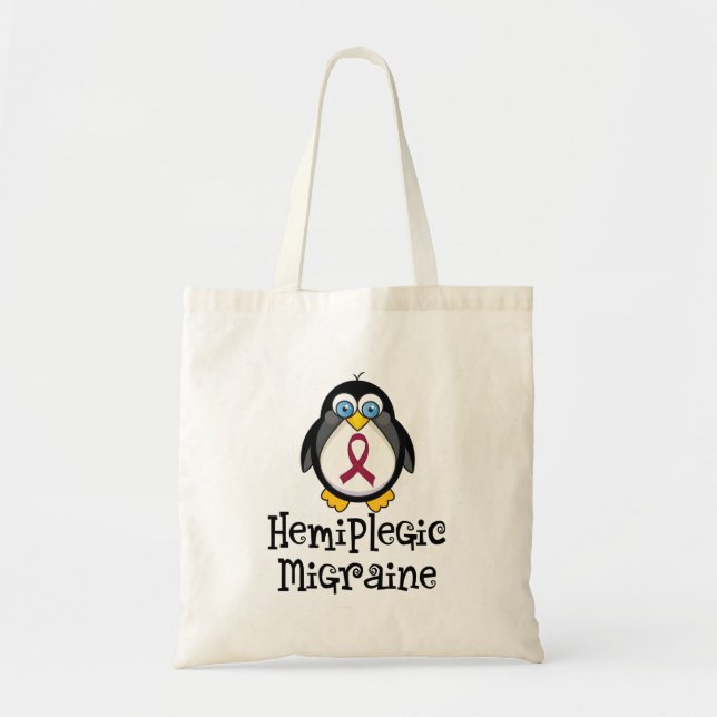 Bolsa Tote Pinguim hemiplégico da consciência da enxaqueca (Frente)