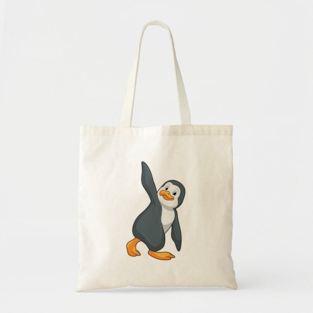 Bolsa Tote Pinguim no exercício de alongamento de yoga (Frente)
