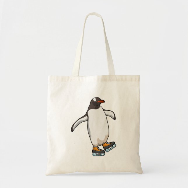 Bolsa Tote Pinguim no patinagem de gelo com skates de gelo (Frente)