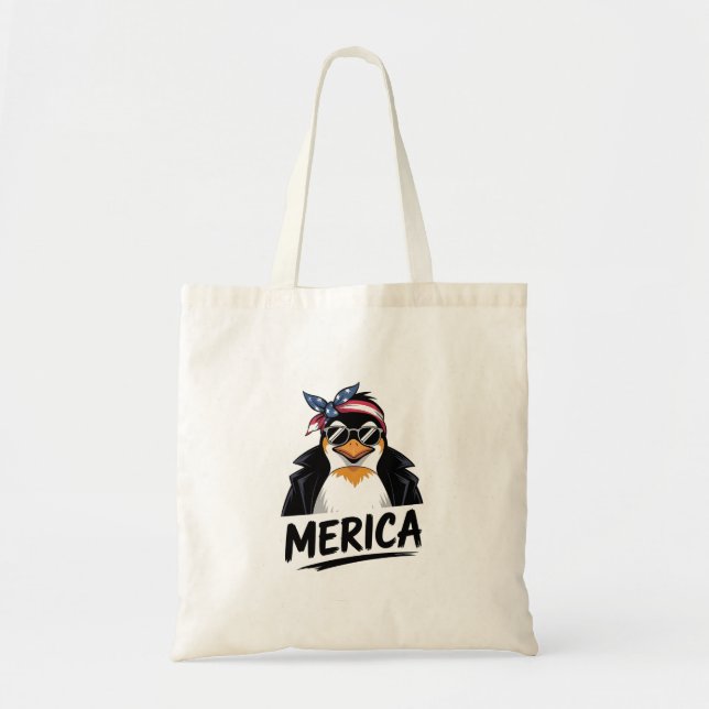 Bolsa Tote Pinguim resiste aos pinguins protestando contra (Frente)