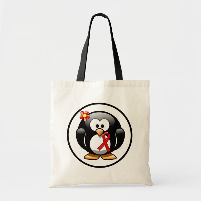 Bolsa Tote Pinguim vermelho da fita (Frente)