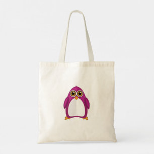 Bolsa Tote Pinguim Violeta Vermelho Fofo – Pinguim de Desenho