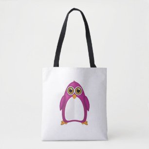 Bolsa Tote Pinguim Violeta Vermelho Fofo – Pinguim de Desenho