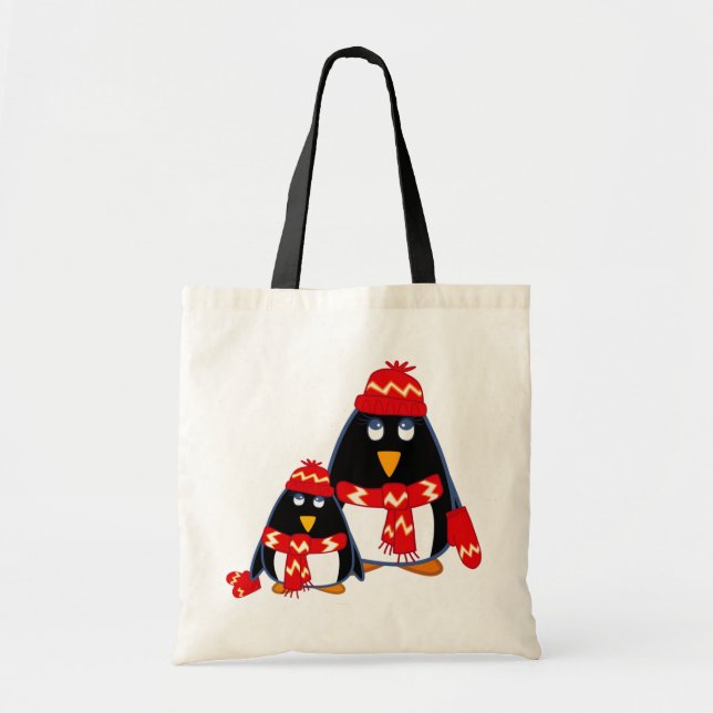 Bolsa Tote Pinguins Bonitos. Presente de Natal (Frente)