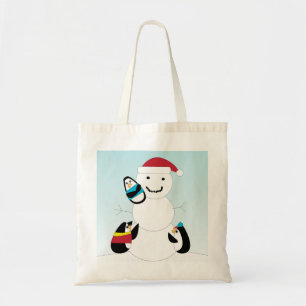 Bolsa Tote Pinguins construindo um saco de neve