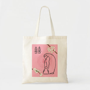 Bolsa Tote pinguins da flor de cerejeira
