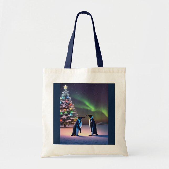 Bolsa Tote Pinguins de Natal 🎄 Saco de Tote (Frente)