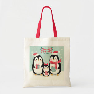 Bolsa Tote Pinguins de neve de Natal feliz