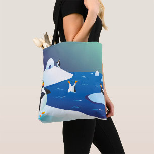 Bolsa Tote Pinguins E Gelo