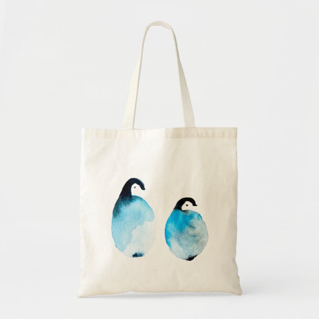 Bolsa Tote Pinguins fofos aquarela (Frente)