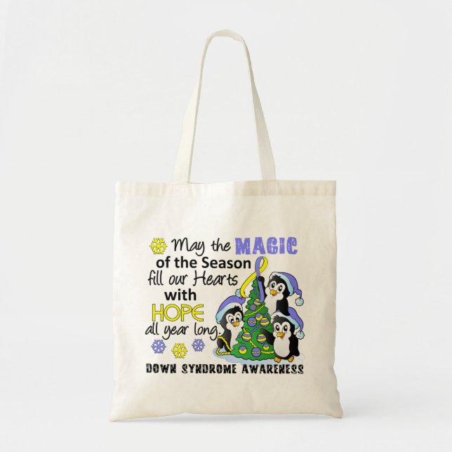 Bolsa Tote Pinguins Síndrome de Down do Natal (Frente)