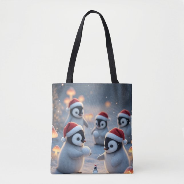 Bolsa Tote Pinguins Winter Wonderland (Frente)