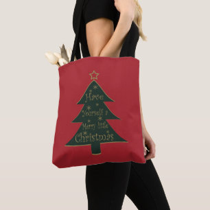 Bolsa Tote Pinheira decorada de Natal feliz