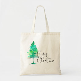 Bolsa Tote Pinheiro de Natal Simples, Aquarela