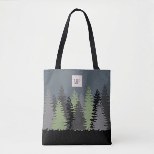 Bolsa Tote Pinheiros das madeiras da floresta com monograma