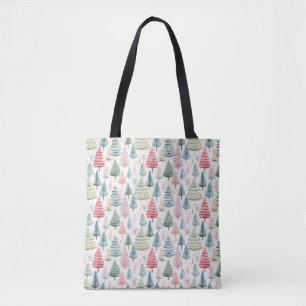 Bolsa Tote Pinheiros-de-Natal Coloridos