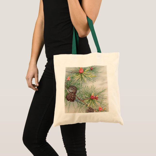 Bolsa Tote Pinheiros e Flores de Natal (Frente (produto))