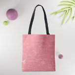 Bolsa Tote  Pink and white math equations and math graphics<br><div class="desc">Great tote bag for math students and math teachers. The background is pink and the math equations and graphics are made in white so it looks like chalk. Illustrated and designed by Patricia Alvarez.</div>
