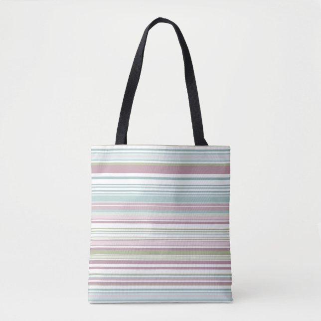 Bolsa Tote Pink, Aqua, mint, spring rain and mauve stripes (Frente)