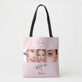 Bolsa Tote Pink Black Script Your Logo 3 Photo Makeup
