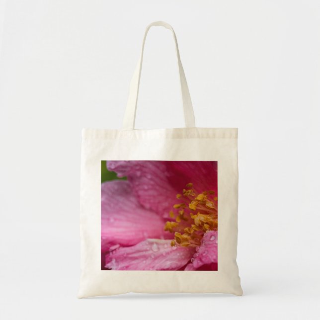 Bolsa Tote Pink Camellia Flower Stamens (Frente)