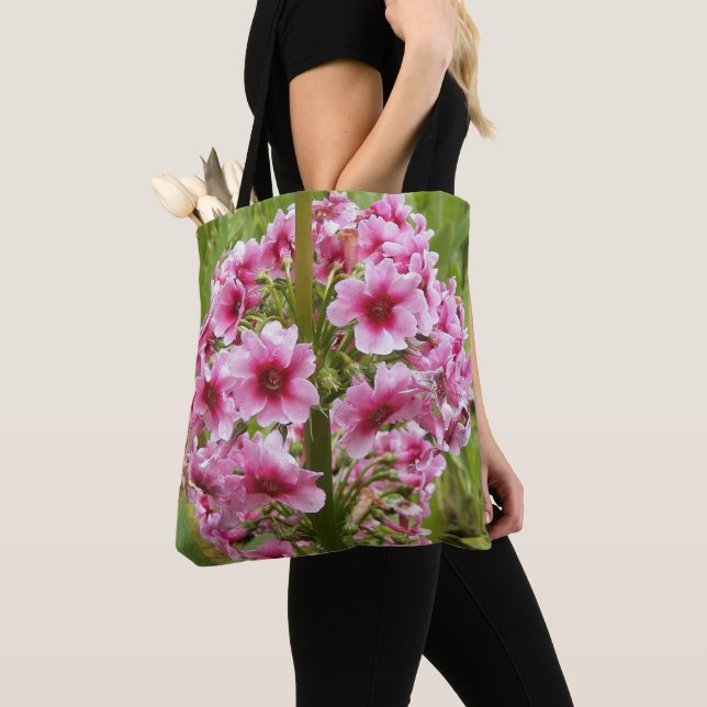 Bolsa Tote Pink Candelabra Primula Floral (Close Up)