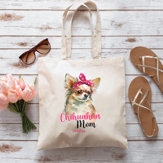 Bolsa Tote Pink Cuide Chihuahua Mãe