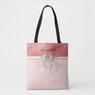 Bolsa Tote Pink de Aquarela e Arco de Creme Bridesmaid