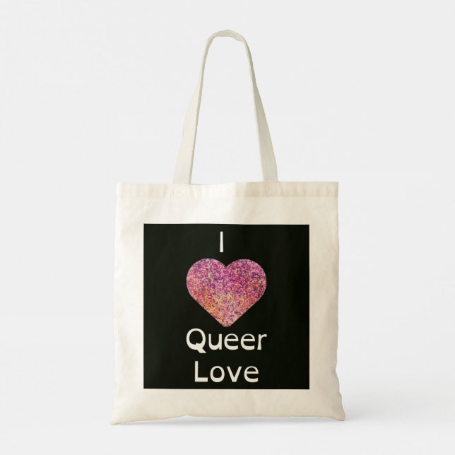 Bolsa Tote Pink e Black I Hearer Queer Love (Verso)