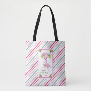 Bolsa Tote Pink Flamingo Tropical Natal