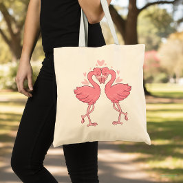 Bolsa Tote Pink Flamingo Wedding Tropical Hawaiian Luau Beach