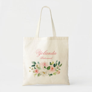 Bolsa Tote Pink Floral Bridesmaid Wedding Gift Tote