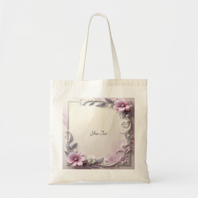 Bolsa Tote Pink Floral Frame Tote Bag (Frente)