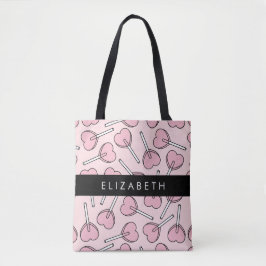 Bolsa Tote Pink Lollipops, Heart Lollipops, Lolly, Your Name