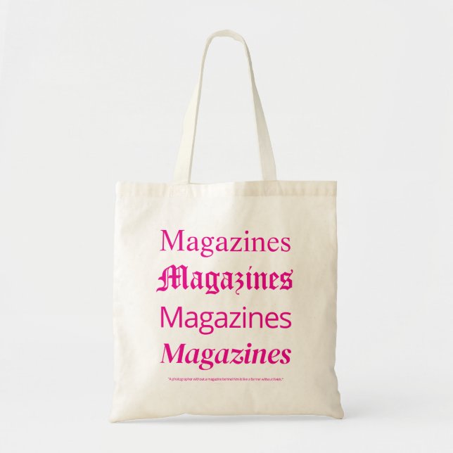 Bolsa Tote Pink Magazines, Bolsa Tote de Moda Tend (Frente)